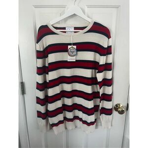 Dog Threads Red White & Blue Striped Crew Neck Unisex Sweater sz L NWT